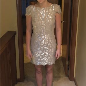 Tan and silver semi dress